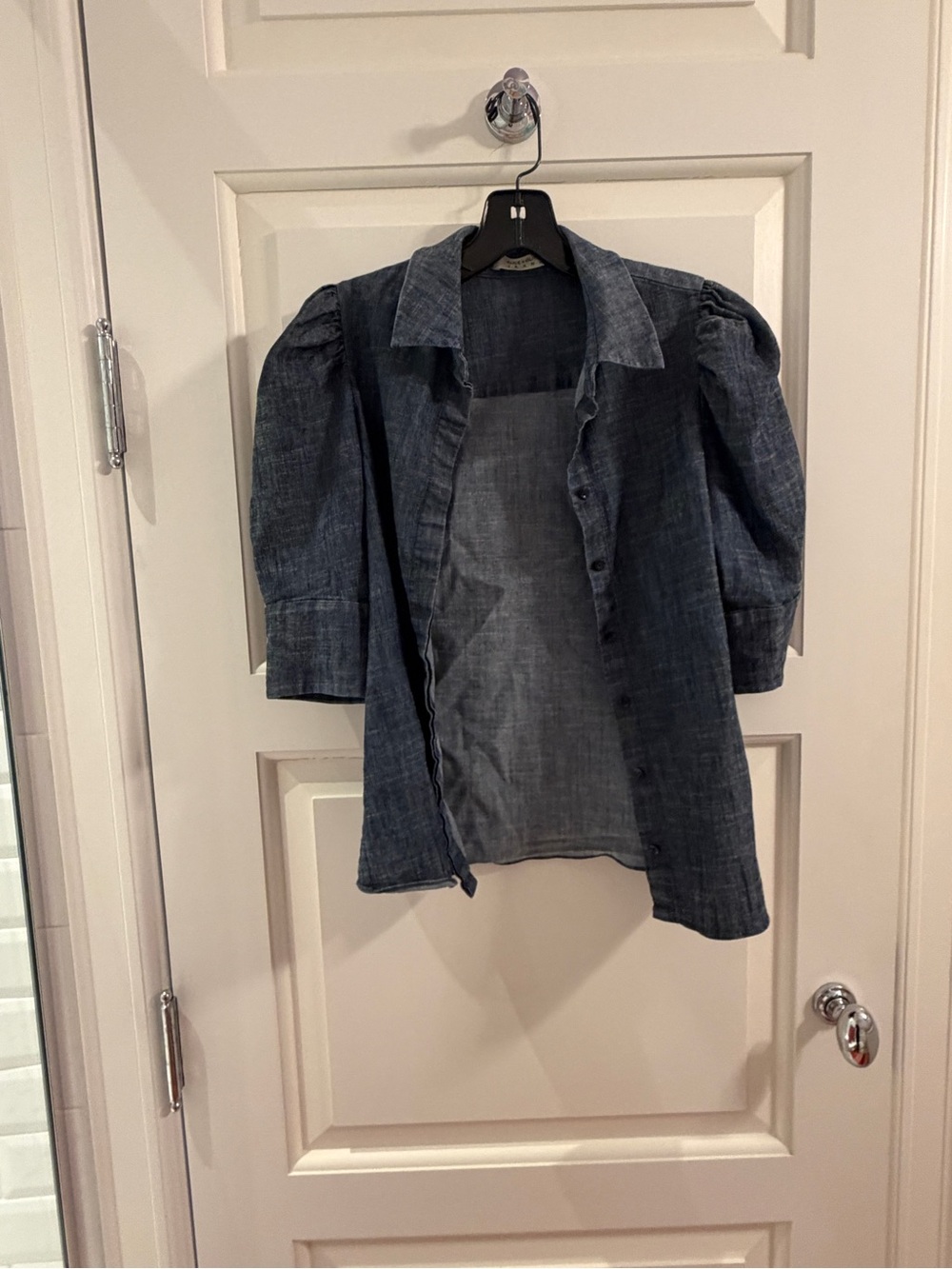 Alice + Olivia Dark Indigo Puff-Sleeve Denim Jacket